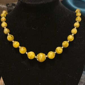 Vintage 24” Amber Colour Graduated Bead Necklace